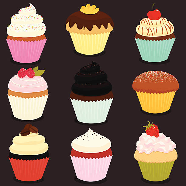 Cupcakes Conjunto de ícones-EPS8 - ilustração de arte em vetor