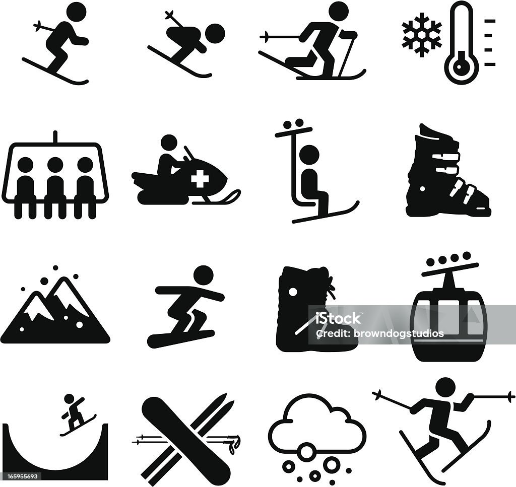 Station de Ski de la série d'icônes-Noir - clipart vectoriel de Icône libre de droits