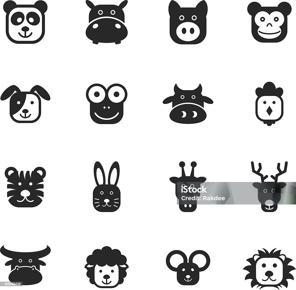 Rostros Silueta de iconos de animales - arte vectorial de Conejo - Animal libre de derechos