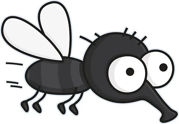 Vector illustration of cartoon flying housefly - vermin / insect
