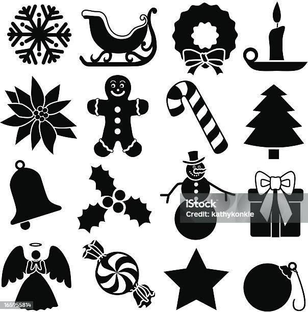 Icônes De Noël Vecteurs libres de droits et plus d'images vectorielles de Noël - Noël, Pochoir, Image en noir et blanc