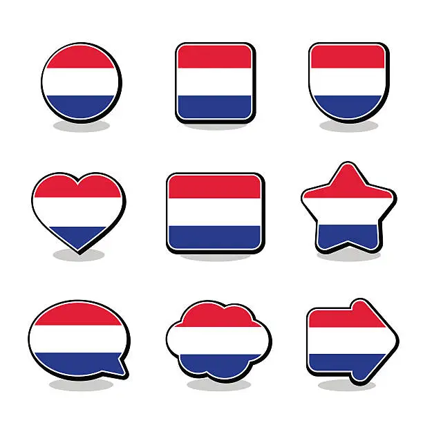 Vector illustration of NETHERLANDS FLAG ICON SET