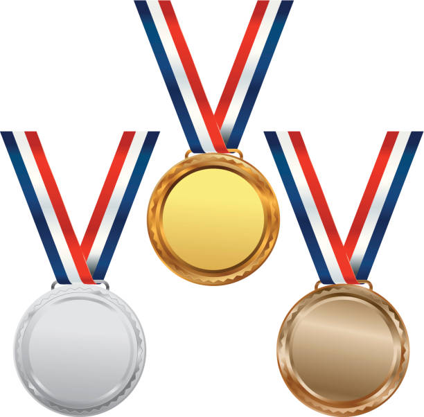 ilustrações, clipart, desenhos animados e ícones de medalhas de ouro, prata e bronze - medal gold medal silver medal bronze medal