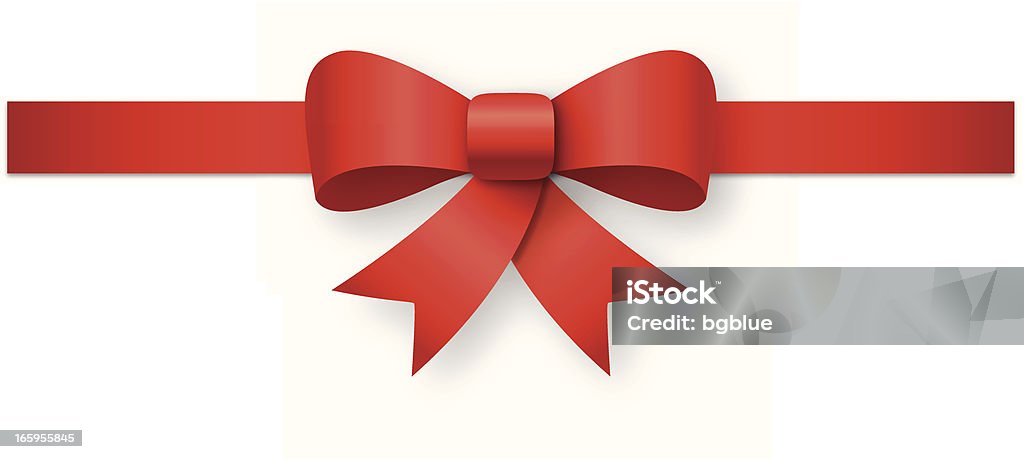 A red ribbon tied against a white background Red bow isolated on white background. Birthday stock vector