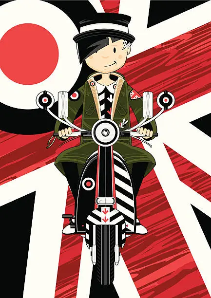 Vector illustration of Mod Girl on Retro Scooter