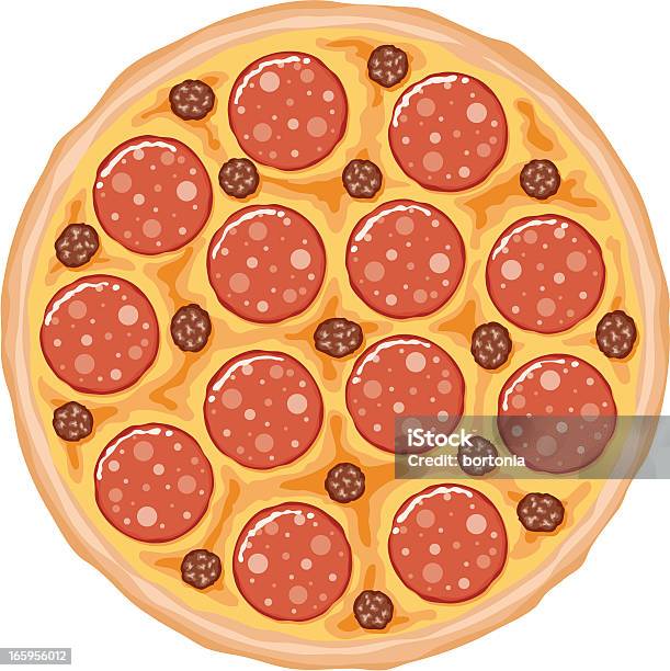 Pizza Pepperoni Et Des Saucisses Vecteurs libres de droits et plus d'images vectorielles de Fond blanc - Fond blanc, Pizza, Vectoriel