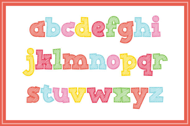 vielseitige sammlung von scribble-kreationen alphabetbuchstaben für verschiedene verwendungszwecke - lowercase letter stock-grafiken, -clipart, -cartoons und -symbole