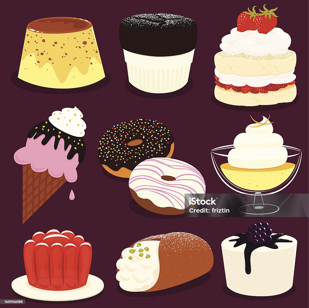 Desserts icon set - EPS8 Strawberry Shortcake stock vector