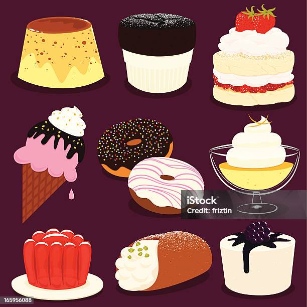 Desserts Icon Set Eps8 Stock Illustration - Download Image Now - Strawberry Shortcake, Illustration, Creme Caramel