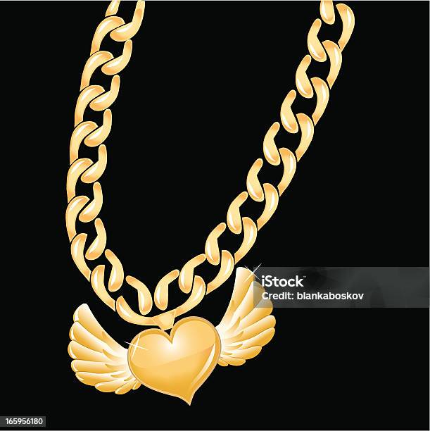 Engel Herz Mit Kette Stock Vektor Art und mehr Bilder von Goldkette - Goldkette, Halskette, Engel