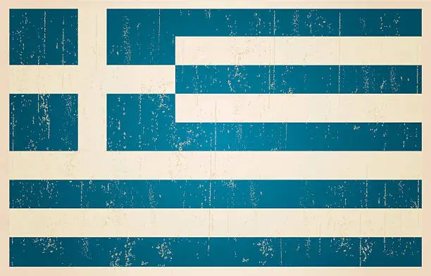 Vector illustration of Greek grunge vintage flag