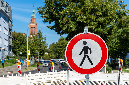 Pedestrian crossing sign near Brussels Midi railway station