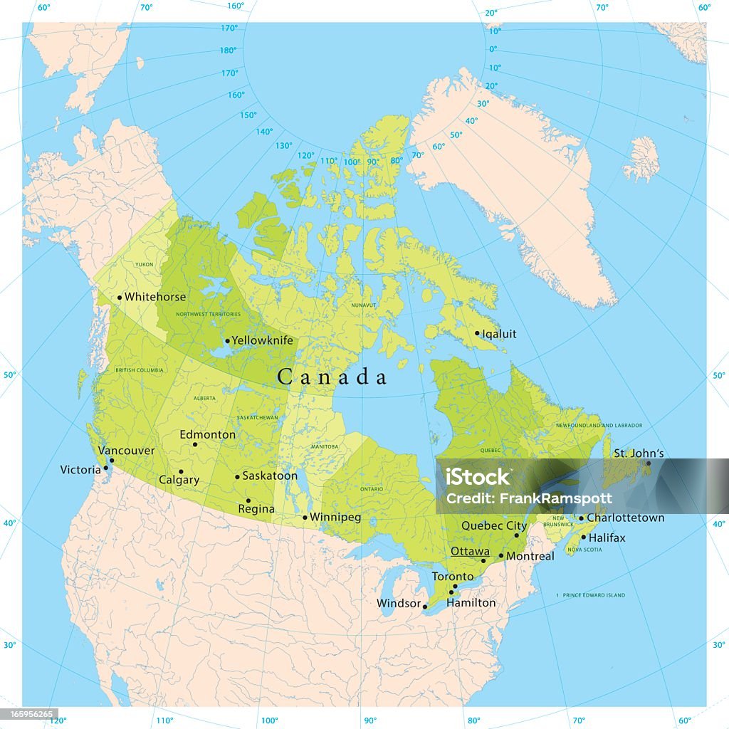 カナダベクトルマップ - 地図のロイヤリティフリーベクトルアート