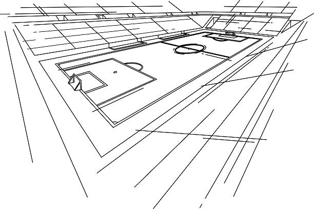 Soccer Stadium A sketch of a soccer stadium, accurate line work- vector illustration soccer drawings stock illustrations