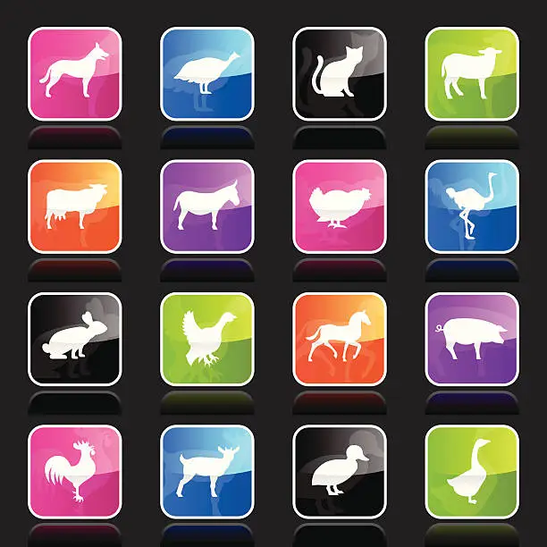 Vector illustration of Ubergloss Icons - Farm Animals