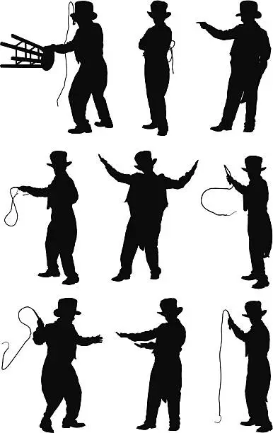 Vector illustration of Multiple images of a ring master