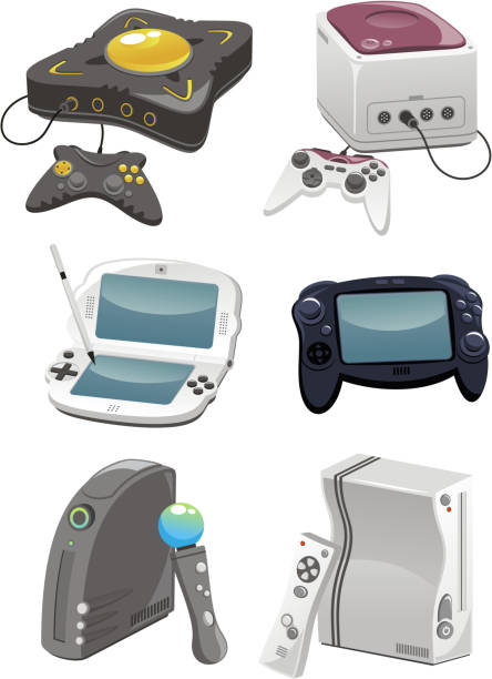 konsole do gier wideo - video game gamepad black isolated on white stock illustrations