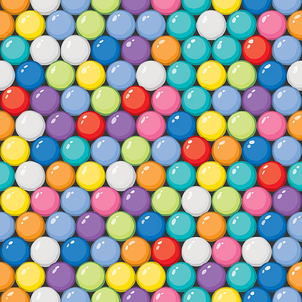 vektor gumballs hintergrund-nahtlose fliese - kaugummiautomat stock-grafiken, -clipart, -cartoons und -symbole