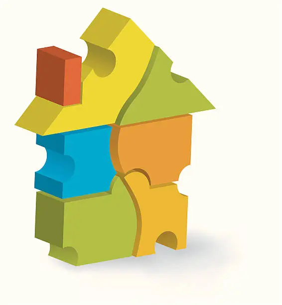 Vector illustration of Jigsaw - Home