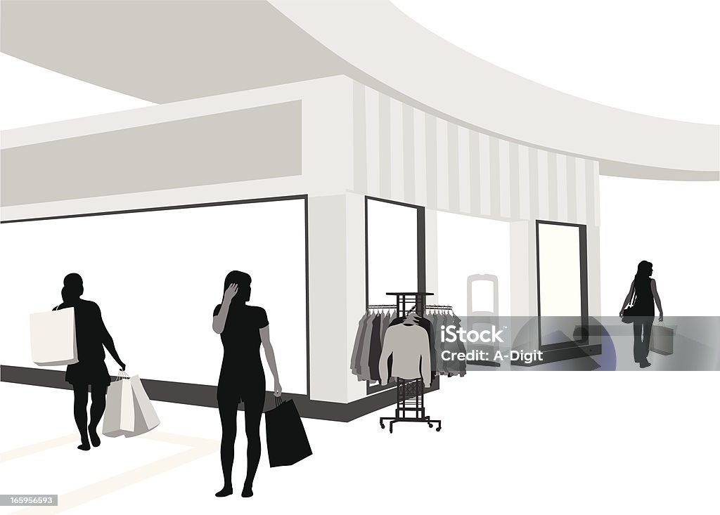 Shoppers Mall Vector Silhouette A-Digit Adult stock vector
