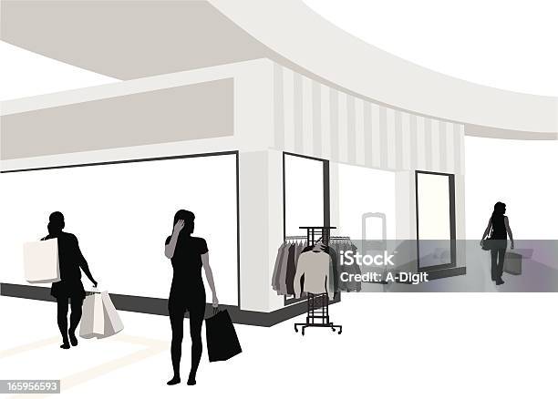 Shoppers Mall Vector Silhouette Stock Illustration - Download Image Now - Adult, Adults Only, Black Color
