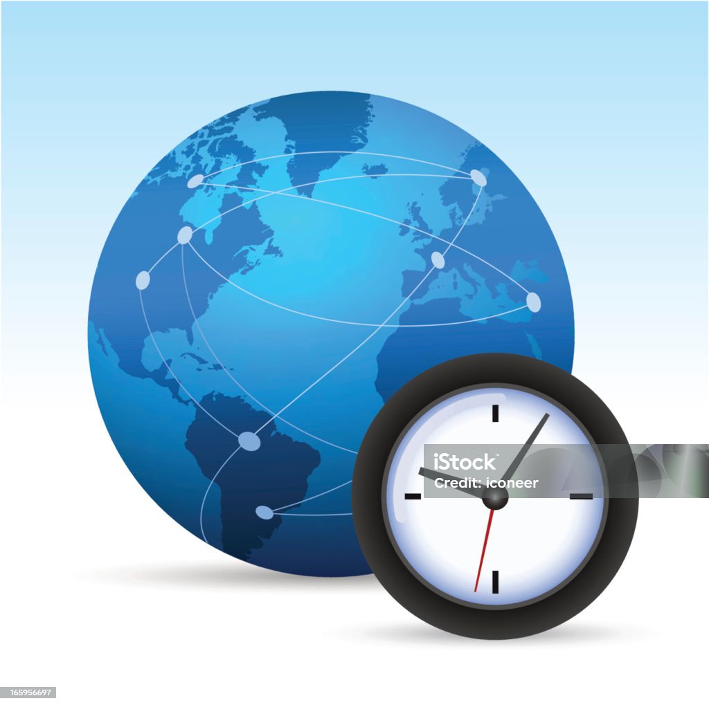 Network globe with clock A network world globe with a clock. Ideal for your presentation, website, application or even for print. Hires JPEG (5000 x 5000 pixel) and EPS file included. 24 Hrs stock vector