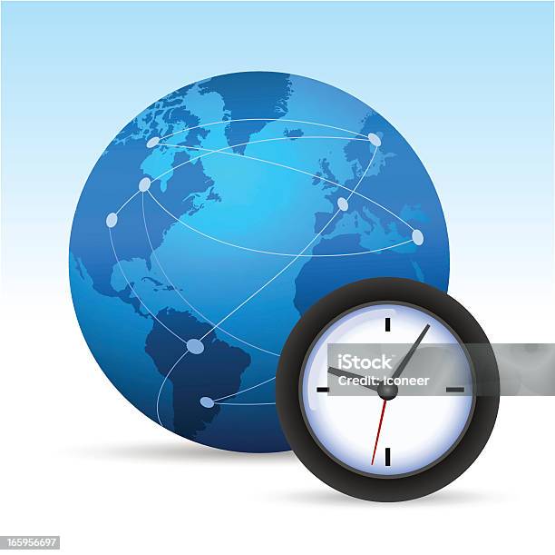 Network Globe With Clock Stock Illustration - Download Image Now - 24 Hrs, Blue, Business