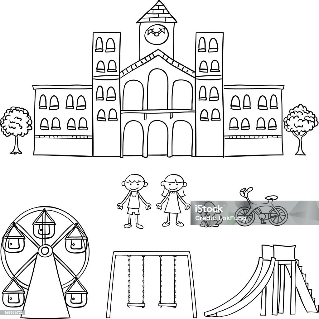 Kolekcja szkoły i plac zabaw - Grafika wektorowa royalty-free (Plac gier i zabaw)