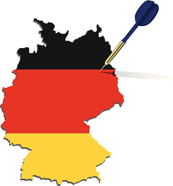 Vector illustration of map of Germany with dart