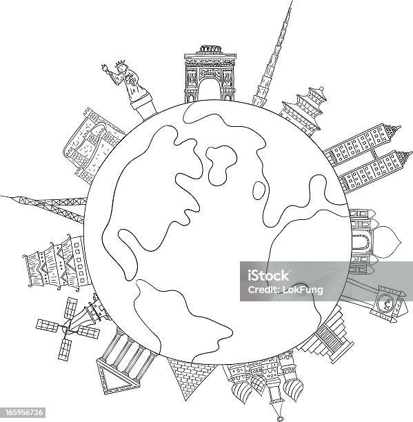 Landmark Around The World Illustration Stock Illustration - Download Image Now - Globe - Navigational Equipment, Doodle, Travel Destinations