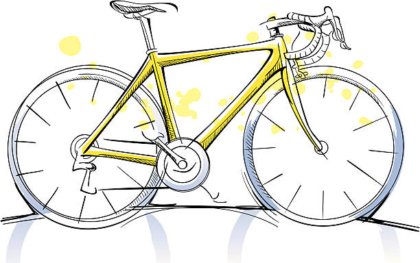 Racing Bicycle Sketch Hand drawn vector racing bicycle.  racing bicycle stock illustrations
