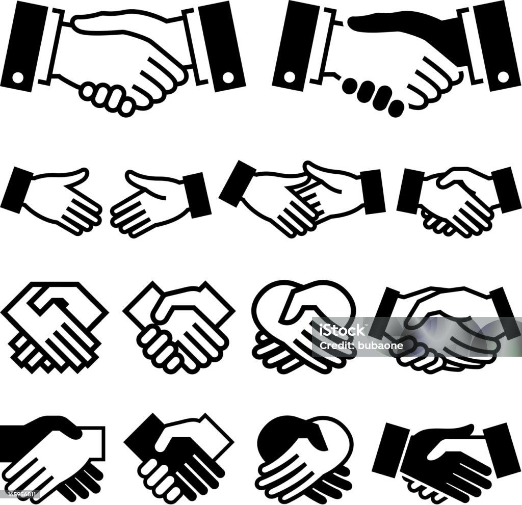 Handshake accordo aziendale incontro set di icone vettoriali royalty-free - arte vettoriale royalty-free di Darsi la mano
