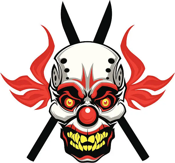 Vector illustration of Evil clown mask