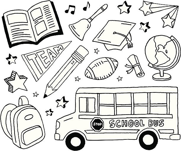 szkoły doodles - dzwon ilustracje stock illustrations