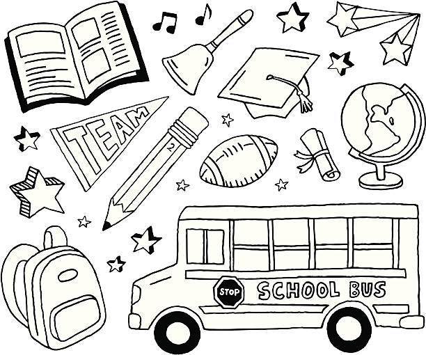 ilustrações de stock, clip art, desenhos animados e ícones de escola rabiscos - bus school bus education cartoon