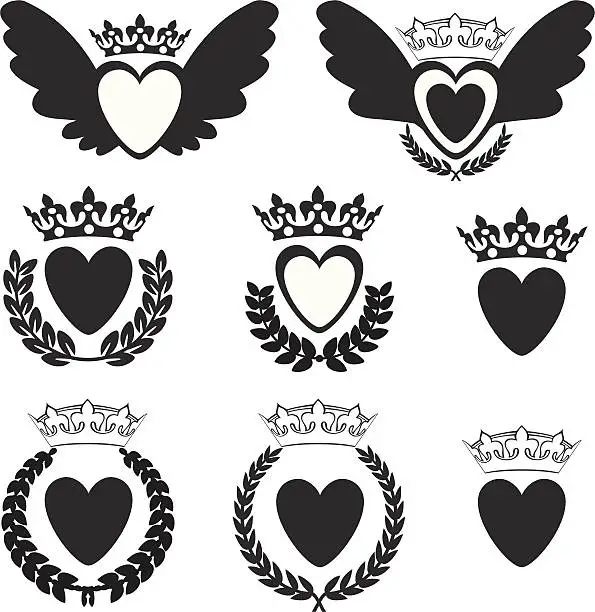 Vector illustration of Crown Hearts