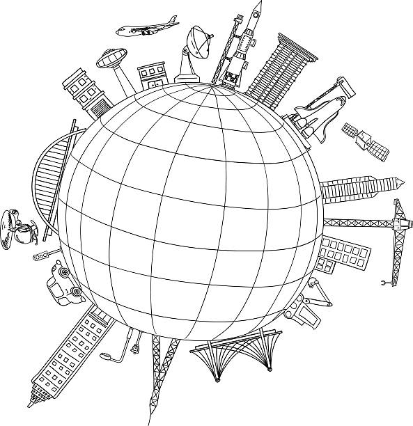 illustrazioni stock, clip art, cartoni animati e icone di tendenza di viaggiare in tutto il mondo in un'illustrazione - flying vacations doodle globe