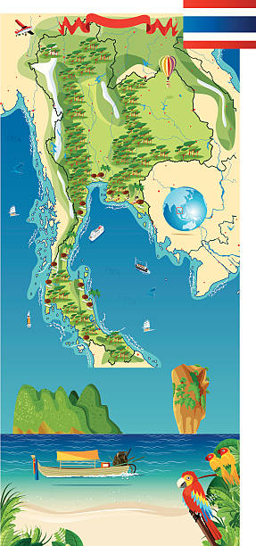 мультяшный map of thailand - пхукет stock illustrations