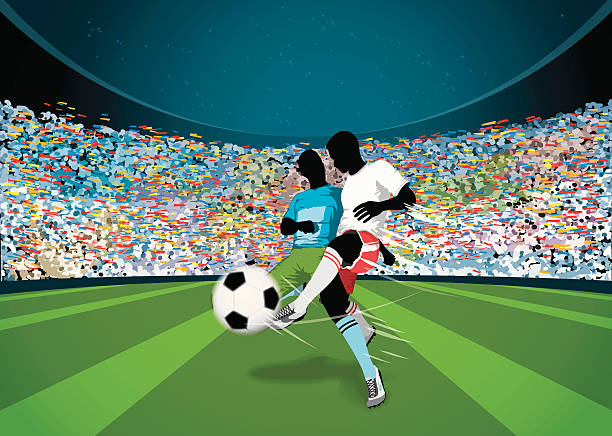 ilustrações, clipart, desenhos animados e ícones de jogadores de futebol - football field playing field goal post bleachers
