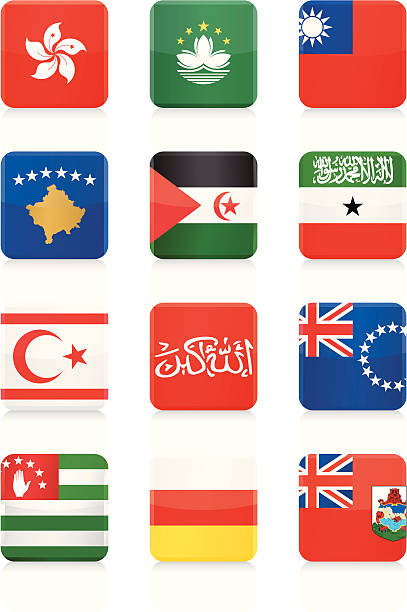 ilustraciones, imágenes clip art, dibujos animados e iconos de stock de square icono colección de otros países - abkhazian flag