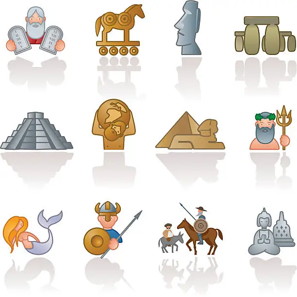 Vector illustration of Historical icons