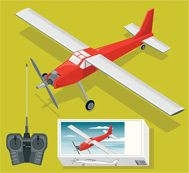 Vector illustration of Radio Controlled Airplane Set