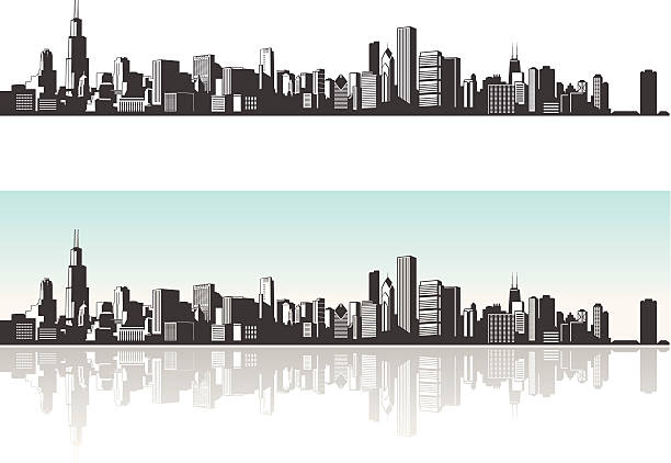 skyline von chicago - chicago illinois lake hancock building stock-grafiken, -clipart, -cartoons und -symbole