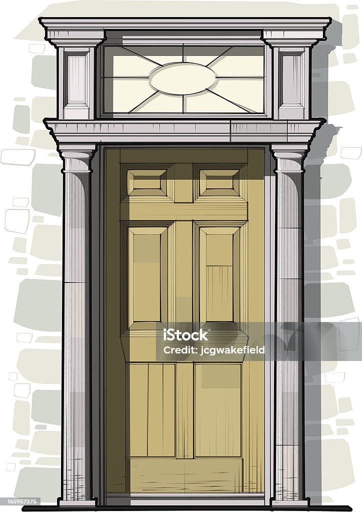 Georgische Tür Detail mit Säulen und Round-Light - Lizenzfrei Tür Vektorgrafik