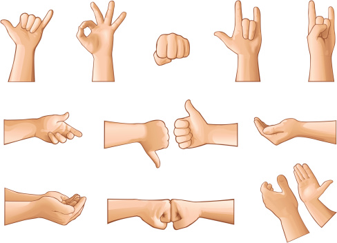 Illustration of hands making different gestures