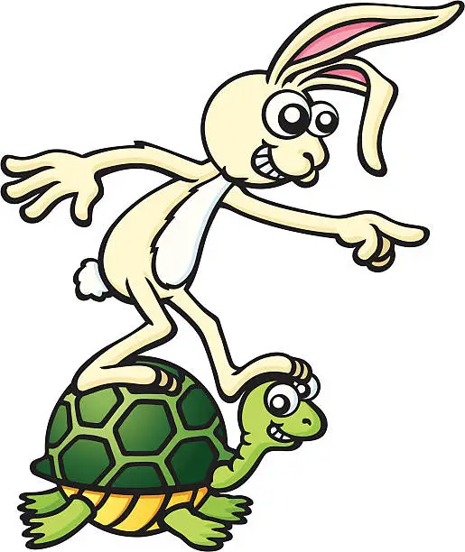 Vector illustration of Rabbit and turtle