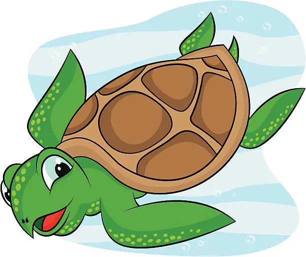 Vector illustration of Sea Turtle Cartoon