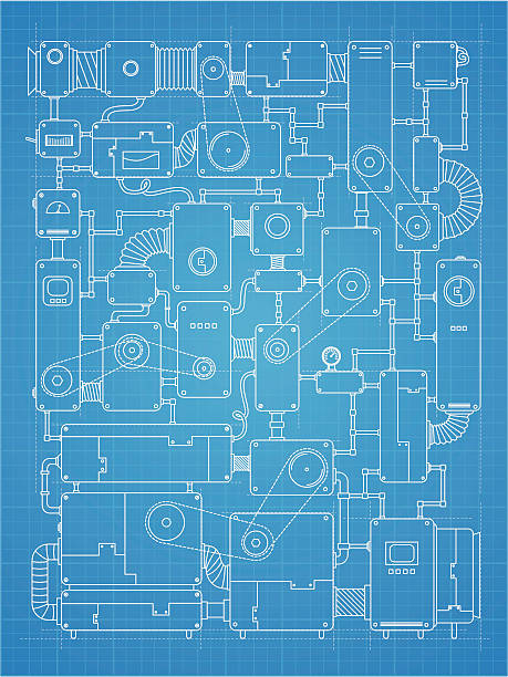 청사진 발행기 프로젝트 - blueprint industry production line machine stock illustrations