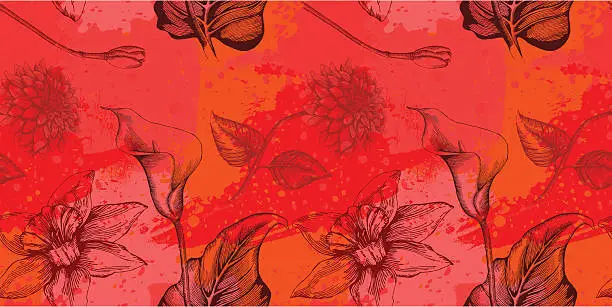 Vector illustration of Flowers Tile Design