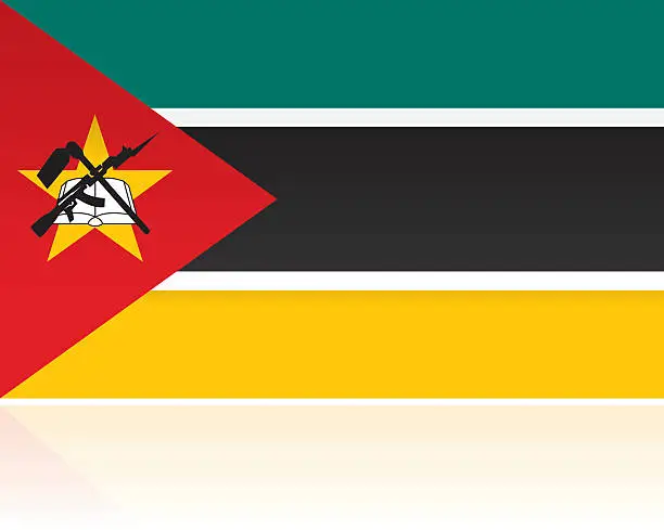 Vector illustration of Mozambique Country Flag, Eastern Africa